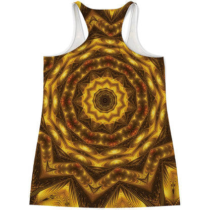 Golden Kaleidoscope Print Women's Racerback Tank Top