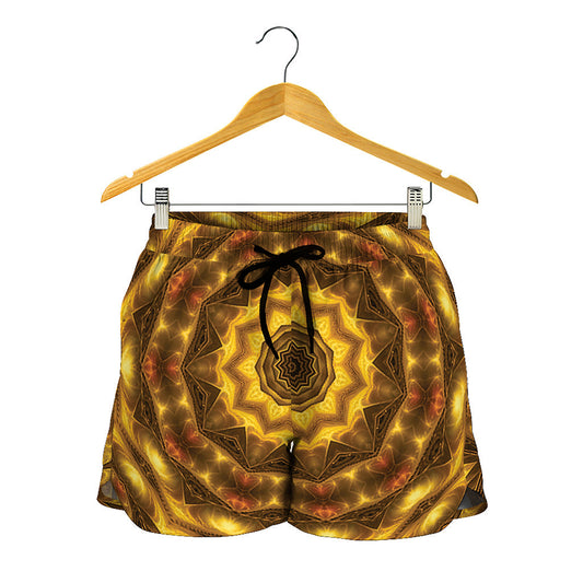 Golden Kaleidoscope Print Women's Shorts