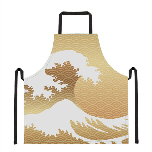 Golden Kanagawa Wave Print Apron