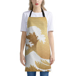 Golden Kanagawa Wave Print Apron