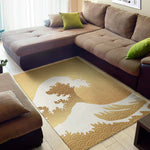 Golden Kanagawa Wave Print Area Rug