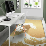Golden Kanagawa Wave Print Area Rug