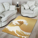 Golden Kanagawa Wave Print Area Rug