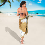 Golden Kanagawa Wave Print Beach Sarong Wrap