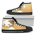 Golden Kanagawa Wave Print Black High Top Sneakers