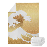 Golden Kanagawa Wave Print Blanket