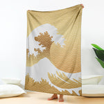 Golden Kanagawa Wave Print Blanket