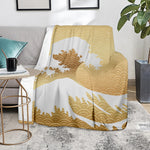 Golden Kanagawa Wave Print Blanket