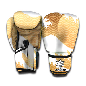 Golden Kanagawa Wave Print Boxing Gloves