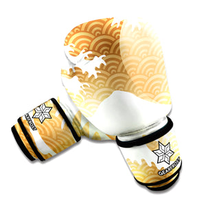 Golden Kanagawa Wave Print Boxing Gloves