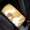 Golden Kanagawa Wave Print Car Center Console Cover
