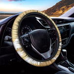 Golden Kanagawa Wave Print Car Steering Wheel Cover