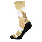 Golden Kanagawa Wave Print Crew Socks