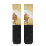 Golden Kanagawa Wave Print Crew Socks