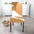 Golden Kanagawa Wave Print Dining Chair Slipcover