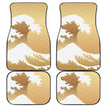 Golden Kanagawa Wave Print Front and Back Car Floor Mats