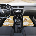 Golden Kanagawa Wave Print Front and Back Car Floor Mats