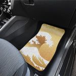 Golden Kanagawa Wave Print Front and Back Car Floor Mats