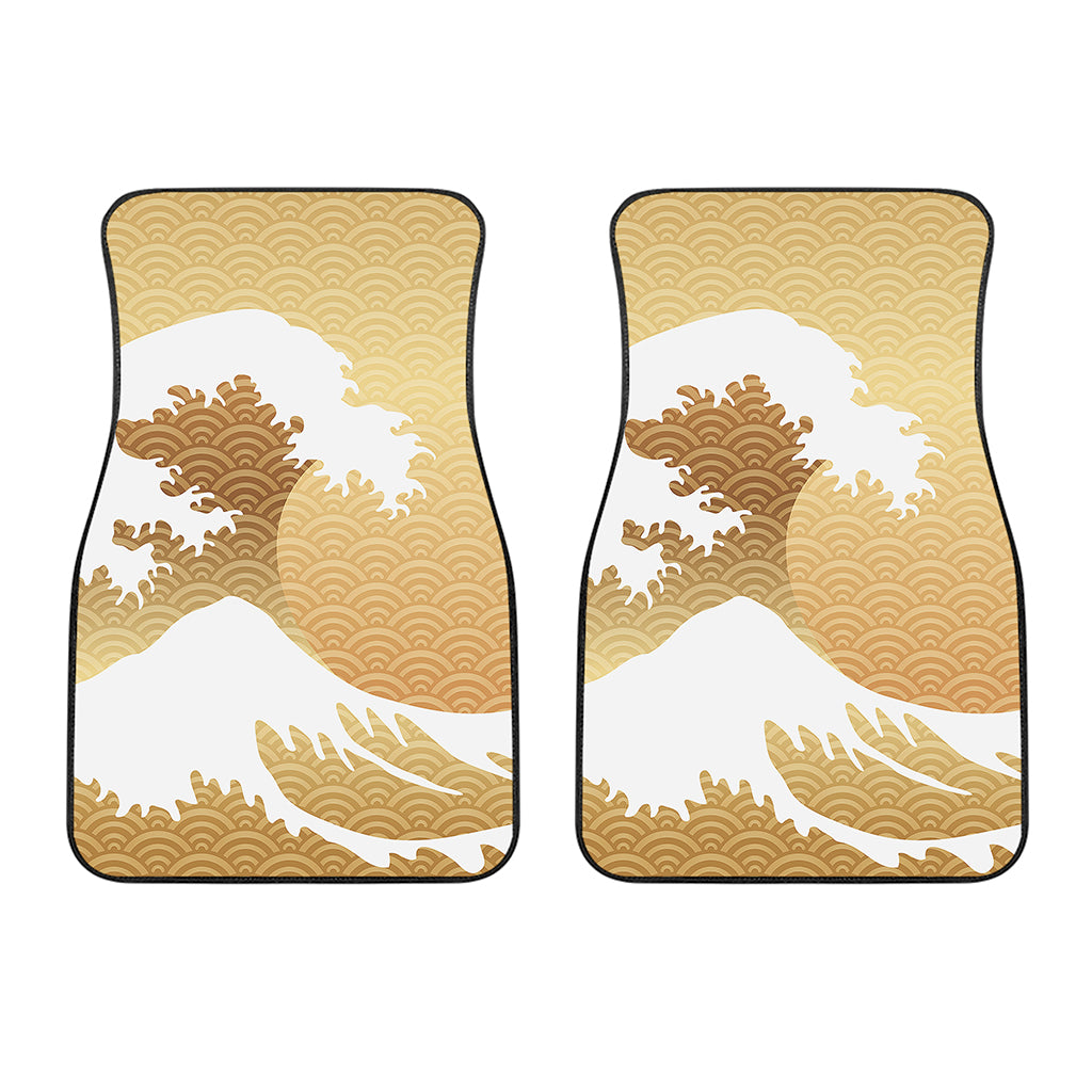 Golden Kanagawa Wave Print Front Car Floor Mats