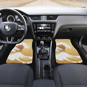 Golden Kanagawa Wave Print Front Car Floor Mats