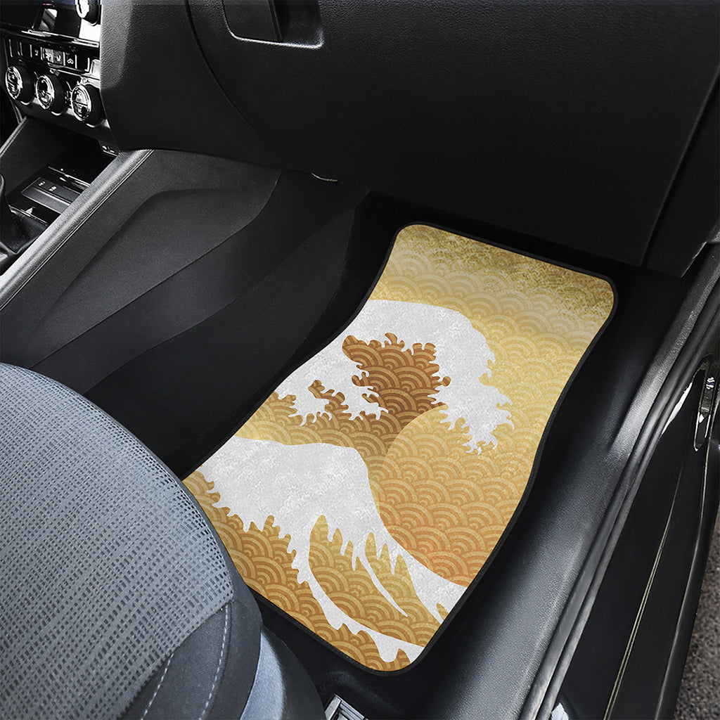 Golden Kanagawa Wave Print Front Car Floor Mats