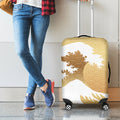 Golden Kanagawa Wave Print Luggage Cover