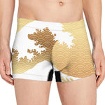 Golden Kanagawa Wave Print Men's Boxer Briefs