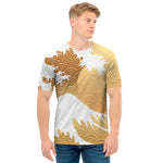 Golden Kanagawa Wave Print Men's T-Shirt