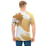 Golden Kanagawa Wave Print Men's T-Shirt