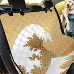 Golden Kanagawa Wave Print Pet Car Back Seat Cover