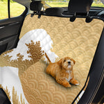 Golden Kanagawa Wave Print Pet Car Back Seat Cover