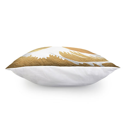 Golden Kanagawa Wave Print Pillow Cover