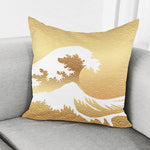 Golden Kanagawa Wave Print Pillow Cover