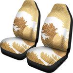 Golden Kanagawa Wave Print Universal Fit Car Seat Covers