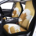 Golden Kanagawa Wave Print Universal Fit Car Seat Covers
