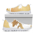 Golden Kanagawa Wave Print White Running Shoes