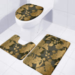 Golden Orchid Pattern Print 3 Piece Bath Mat Set