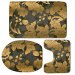 Golden Orchid Pattern Print 3 Piece Bath Mat Set