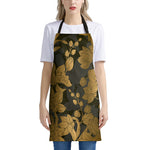 Golden Orchid Pattern Print Apron
