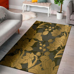 Golden Orchid Pattern Print Area Rug
