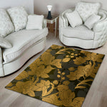 Golden Orchid Pattern Print Area Rug