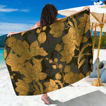 Golden Orchid Pattern Print Beach Sarong Wrap