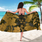 Golden Orchid Pattern Print Beach Sarong Wrap