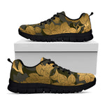 Golden Orchid Pattern Print Black Sneakers