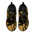 Golden Orchid Pattern Print Black Sneakers