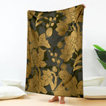 Golden Orchid Pattern Print Blanket