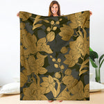 Golden Orchid Pattern Print Blanket
