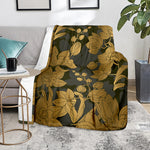 Golden Orchid Pattern Print Blanket