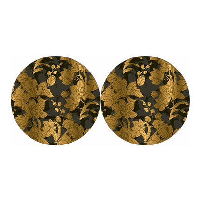 Golden Orchid Pattern Print Car Coasters