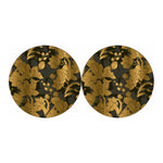 Golden Orchid Pattern Print Car Coasters